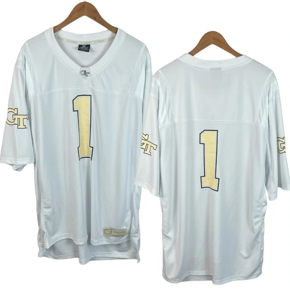 TS932 NWT Mens Colosseum Georgia Tech Yellowjackets Football Jersey XXL